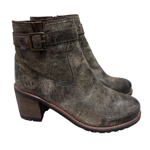 DIBA True Craze Hot Boot 11 Leather Charcoal Gray Zip Chunky Distress Lug Moto - Picture 1 of 9